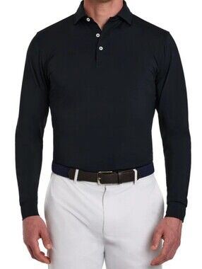Holderness & Bourne Farrell Shirt Black Long Sleeve Golf Polo Size L
